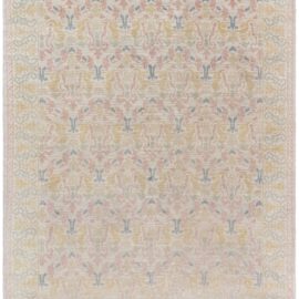 Vintage Spanish Floral Soft Beige Hand-Knotted Wool Carpet BB8994