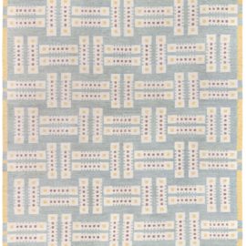 Oversized Flatweave Modern Geometric Light Blue Wool Rug N12901