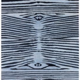 Modern Abstract Animal Skin Light Blue With Hand-Knotted Wool Rug “Zebra” N12887