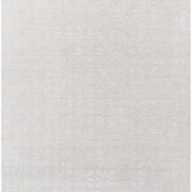 Contemporary Damask Pale Sand Hand-Knotted Wool & Silk Rug “Asteria” N12890
