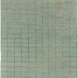 Modern Swedish Half Pile Rug with Geometric Grid Design N12904
