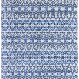 Modern Art Nouveau Floral Slate Gray Hand-Knotted Rug “Tidal” N12895