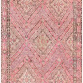 Vintage Khotan Geometric Soft Beige Hand-Knotted Wool Rug BB8883