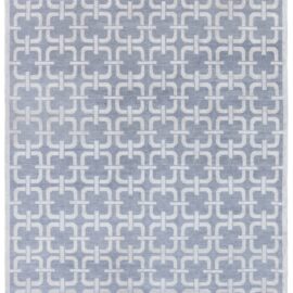 Modern Geometric Chain Link Slate Gray With Light Hand-Knotted Rug “Cadena” N12931