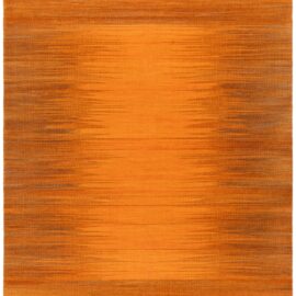 Luminous Burnt Orange With Brown Gradient Flatweave Rug Handmade Wool “Emberfall” N12936