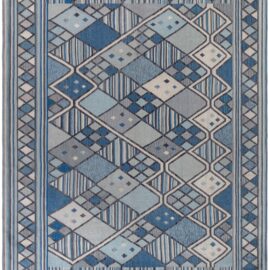 Modern Flatweave Geometric Dark Gray Handmade Wool Rug “Rhombique” N12926