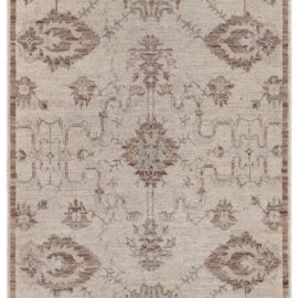 Floral-Inspired Handmade Wool Runner In Light Beige With Classic Taupe “Terrosa” N12938