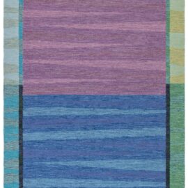 Vintage Scandinavian Abstract Lavender Flatweave Wool Rug BB9004