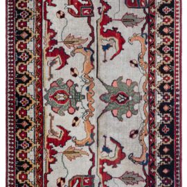 Antique Agra Indian Allover Floral Light Beige Hand-Knotted Wool Runner – Circa 1900 (Size Adjusted) BB8998