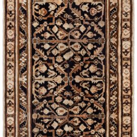 Antique Agra Indian Allover Geometric Light Beige Hand-Knotted Wool Runner – Circa 1920 (Size Adjusted) BB8997