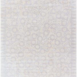 Contemporary Abstract Floral Soft Beige Handmade Banana Silk Carpet “Marguerite” N12905