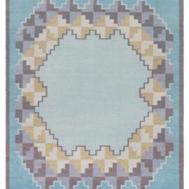Mid-Century Swedish Geometric Slate Gray Flatweave Wool Carpet BB9005