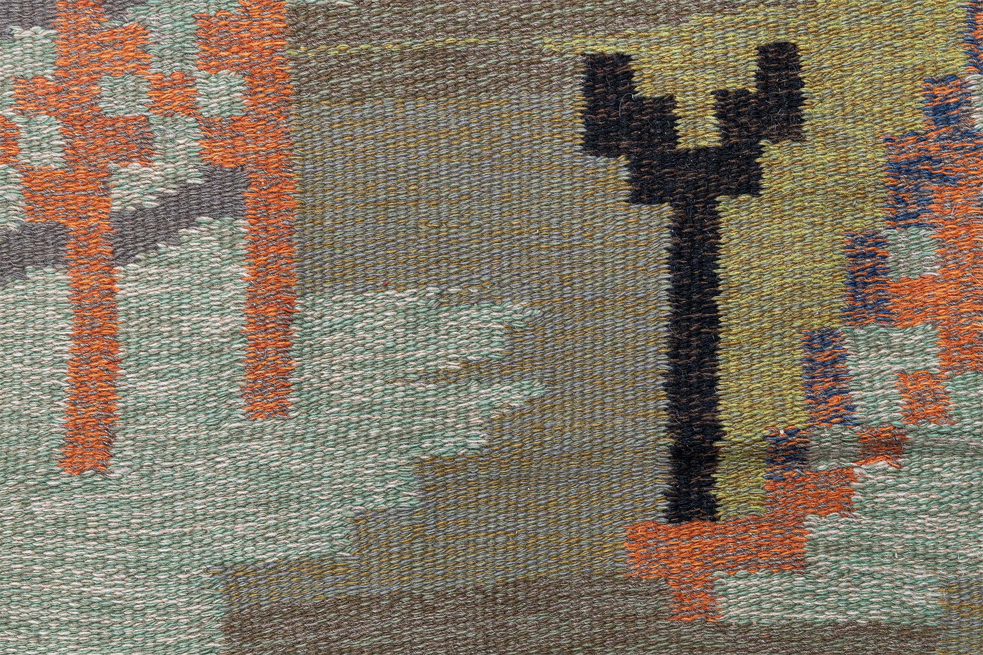 Vintage Scandinavian Art Deco Abstract Warm Tan Flatweave Wool Rug By Carl Edvin Svensson For The Malmo City Theater BB9017 Vintage Scandinavian Art Deco Abstract Warm Tan Flatweave Wool Rug By Carl Edvin Svensson For The Malmo City Theater BB9017