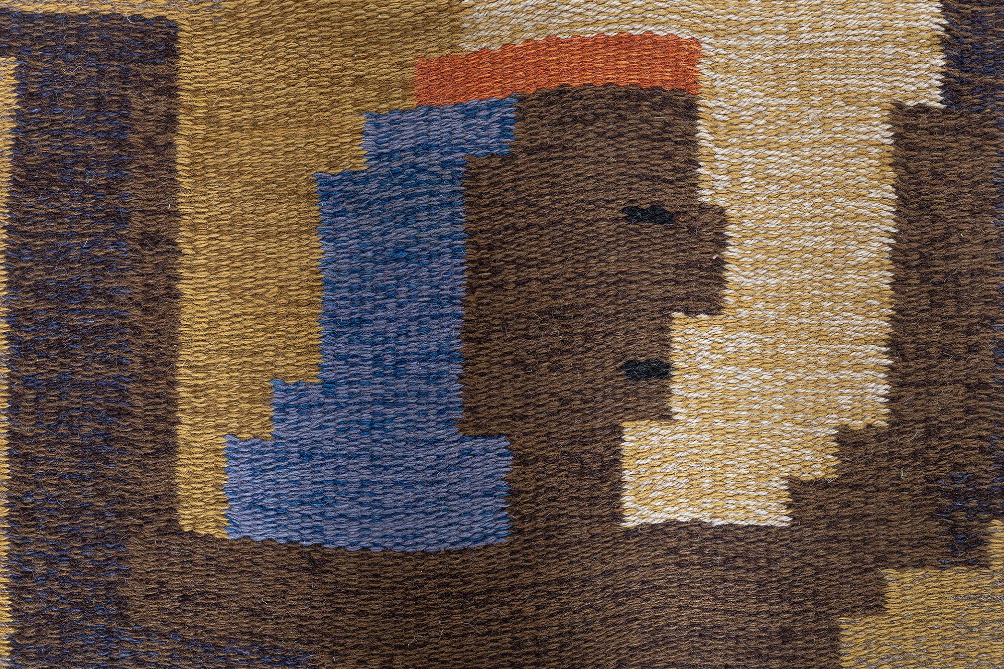 Vintage Scandinavian Art Deco Abstract Warm Tan Flatweave Wool Rug By Carl Edvin Svensson For The Malmo City Theater BB9017 Vintage Scandinavian Art Deco Abstract Warm Tan Flatweave Wool Rug By Carl Edvin Svensson For The Malmo City Theater BB9017