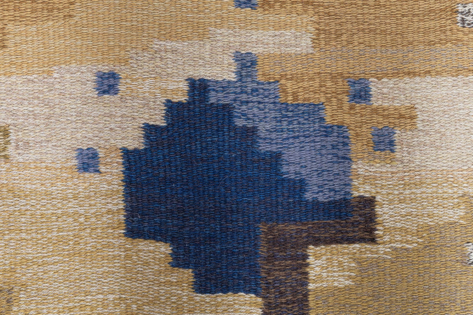 Vintage Scandinavian Art Deco Abstract Warm Tan Flatweave Wool Rug By Carl Edvin Svensson For The Malmo City Theater BB9017 Vintage Scandinavian Art Deco Abstract Warm Tan Flatweave Wool Rug By Carl Edvin Svensson For The Malmo City Theater BB9017