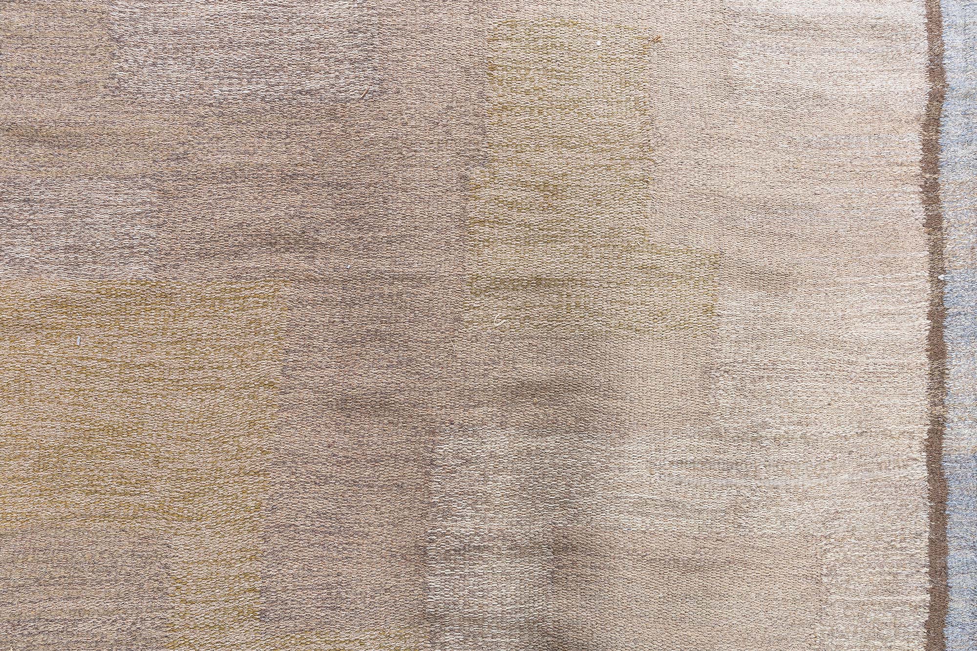 Vintage Scandinavian Art Deco Abstract Warm Tan Flatweave Wool Rug By Carl Edvin Svensson For The Malmo City Theater BB9017 Vintage Scandinavian Art Deco Abstract Warm Tan Flatweave Wool Rug By Carl Edvin Svensson For The Malmo City Theater BB9017
