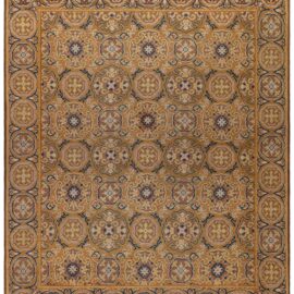 Antique Bessarabian Russian Allover Floral Warm Tan Flatweave Wool Rug – Circa 1880 BB9032