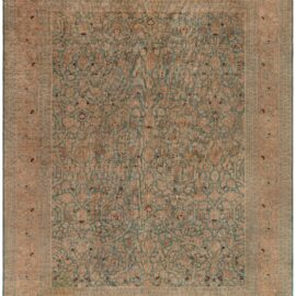 Tabriz Persian Antique Allover Floral Warm Tan Hand-Knotted Wool Rug – Circa 1930 BB9029