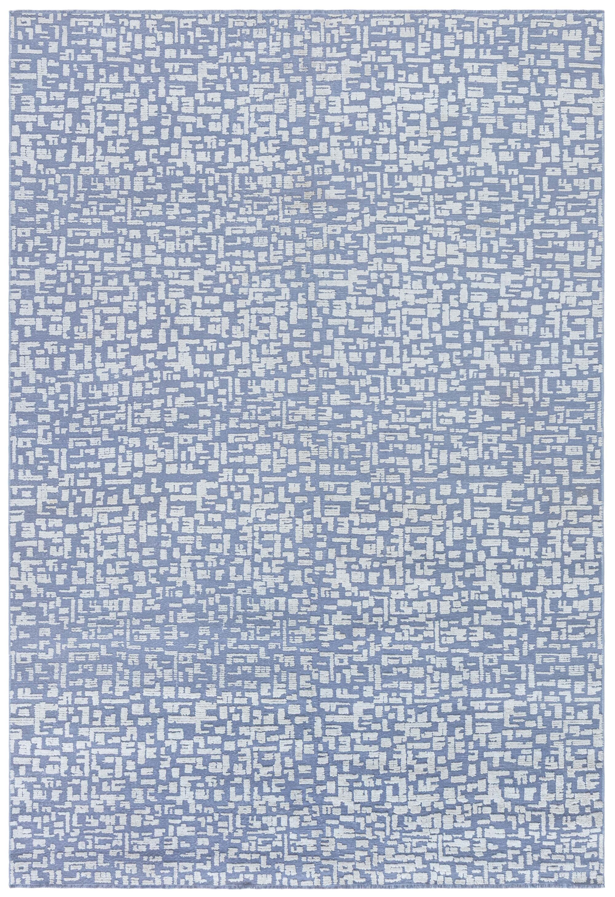 Periwinkle Modern Rug Geometric Contemporary Hand-Knotted Carpet In Light Gray And Blue ...