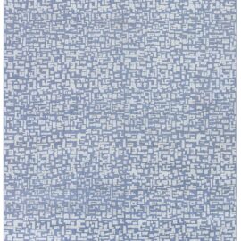 Geometric Contemporary Hand-Knotted Carpet In Light Gray And Blue “Periwinkle” N12968
