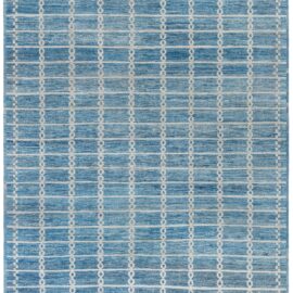 Modern Geometric Chain Motif Light Gray Handmade Wool Rug “Catena” N12959