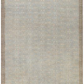 Traditional-Style Floral Samarkand Warm Tan Oversized Hand-Knotted Wool Rug “Mosaika” N12956