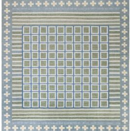 Modern Geometric Scandinavian Flatweave Handmade Oversized Wool Rug “Florattice” N12963