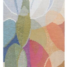 Vintage Swedish Floral Light Beige Flatweave Wool Rug By Ingegerd Silow BB9008