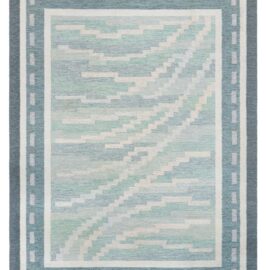 Artisan Vintage Swedish Abstract Slate Gray Hand-Knotted Rug BB9011