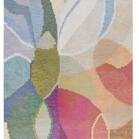 Mid-Century Scandinavian Abstract Lavender Flatweave Wool Rug By Ingegerd Silow BB9009