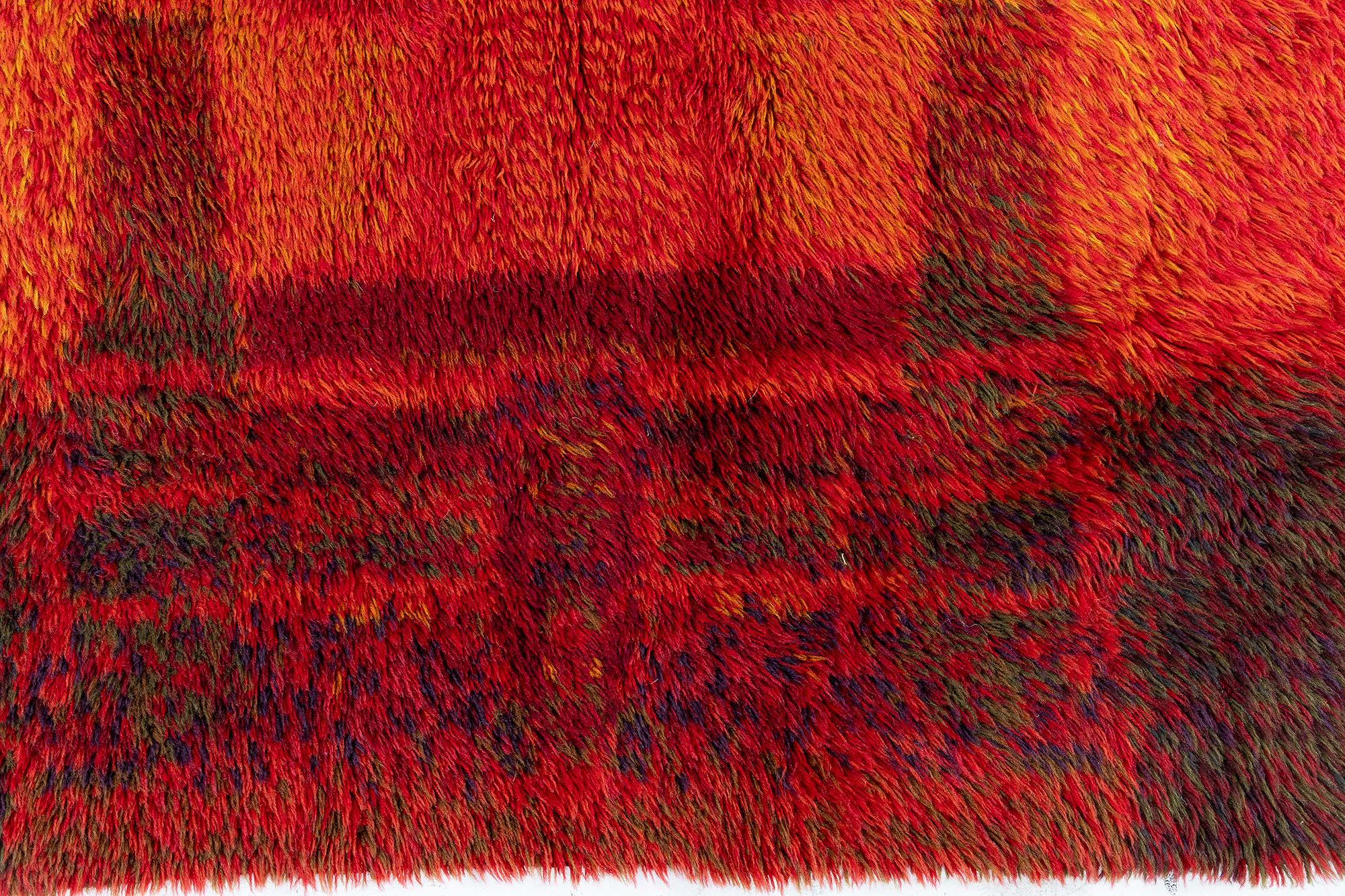 Vintage Swedish Abstract Crimson Hand-Knotted Wool Rug Rya Pile Rug By Ritva Puotila BB9046 Vintage Swedish Abstract Crimson Hand-Knotted Wool Rug Rya Pile Rug By Ritva Puotila BB9046