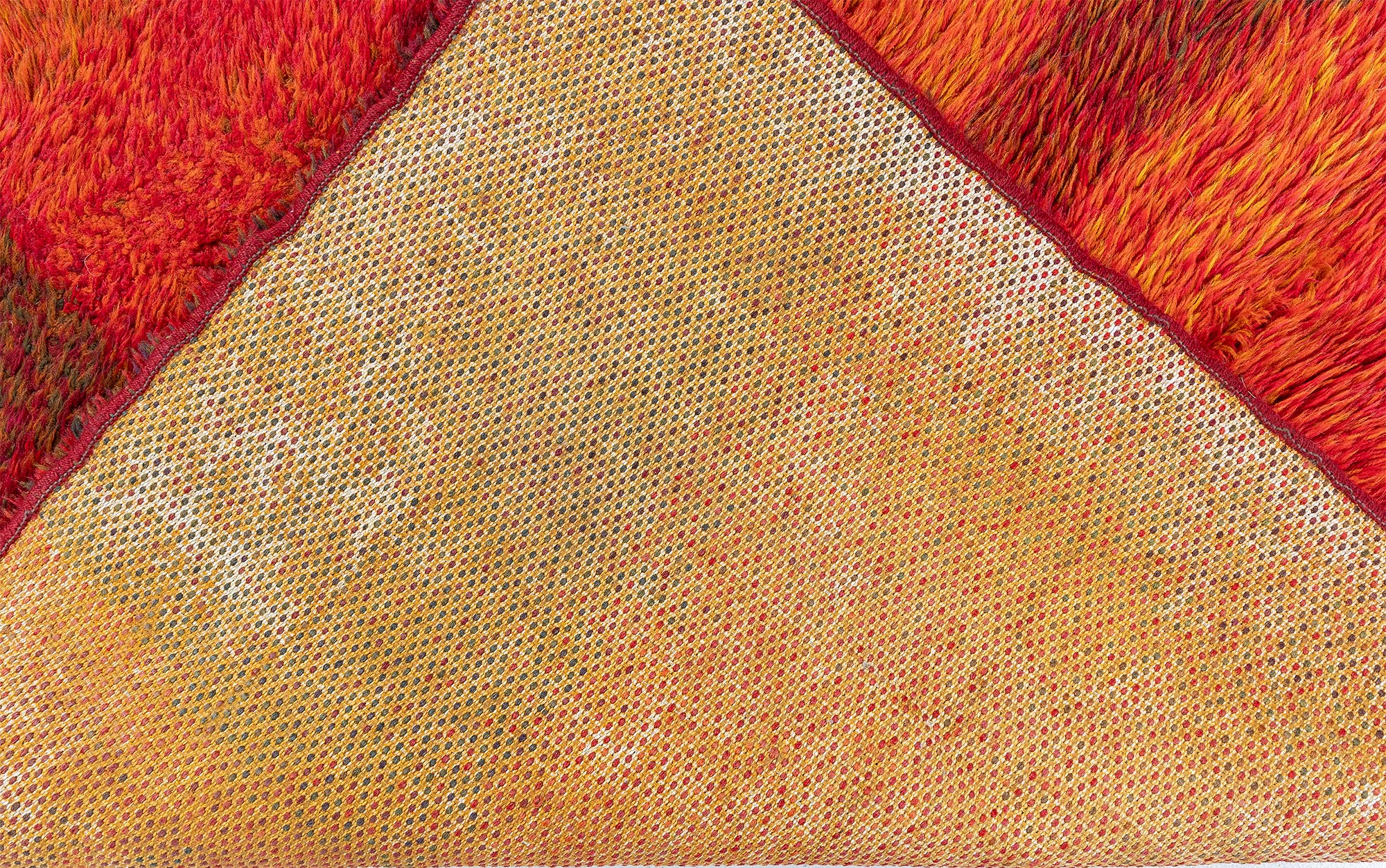 Vintage Swedish Abstract Crimson Hand-Knotted Wool Rug Rya Pile Rug By Ritva Puotila BB9046 Vintage Swedish Abstract Crimson Hand-Knotted Wool Rug Rya Pile Rug By Ritva Puotila BB9046