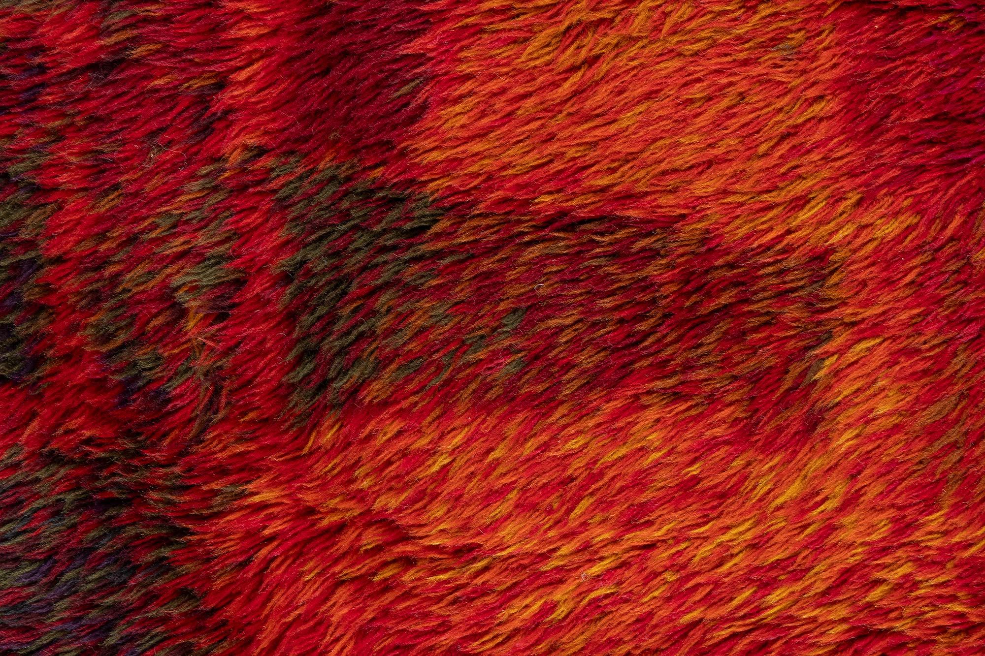 Vintage Swedish Abstract Crimson Hand-Knotted Wool Rug Rya Pile Rug By Ritva Puotila BB9046 Vintage Swedish Abstract Crimson Hand-Knotted Wool Rug Rya Pile Rug By Ritva Puotila BB9046