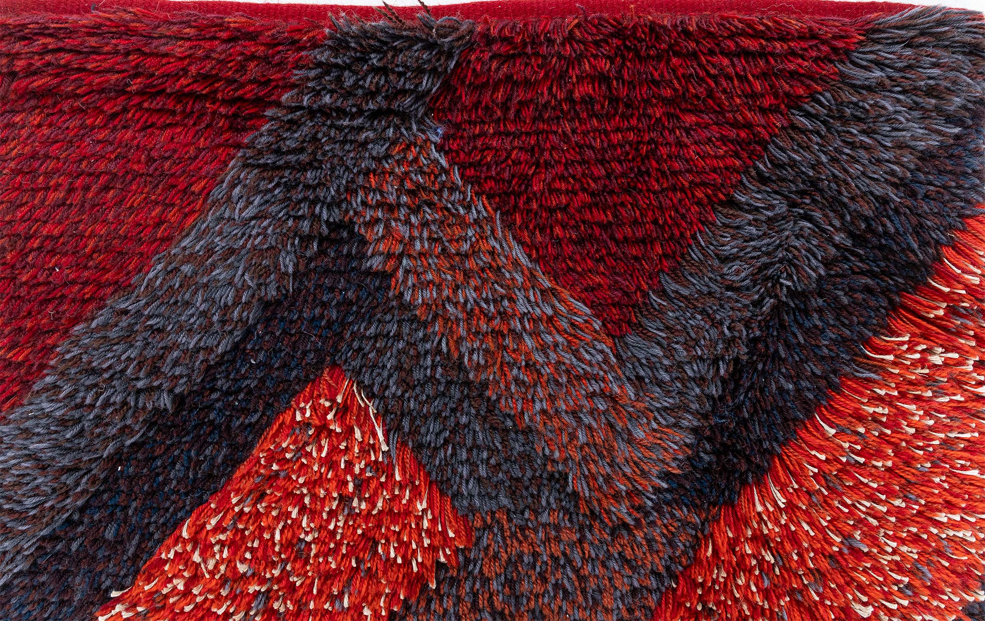 Vintage Swedish Geometric Charcoal Hand-Knotted Wool Carpet Rya Pile Rug By Ritta Aaltonen BB9050 Vintage Swedish Geometric Charcoal Hand-Knotted Wool Carpet Rya Pile Rug By Ritta Aaltonen BB9050