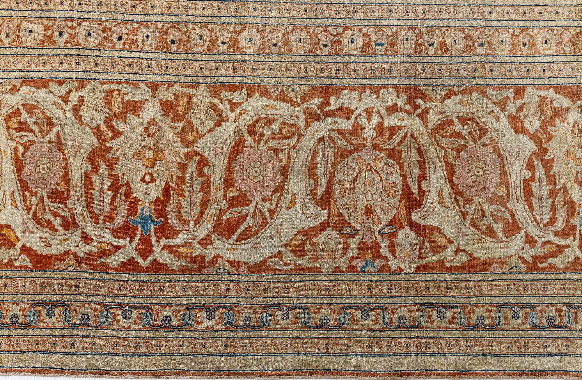 Antique Tabriz Persian Medallion Oversized Warm Tan, Hand-Knotted Wool Rug – Circa 1860 Haji Jalili BB9055 Antique Tabriz Persian Medallion Oversized Warm Tan, Hand-Knotted Wool Rug – Circa 1860 Haji Jalili BB9055