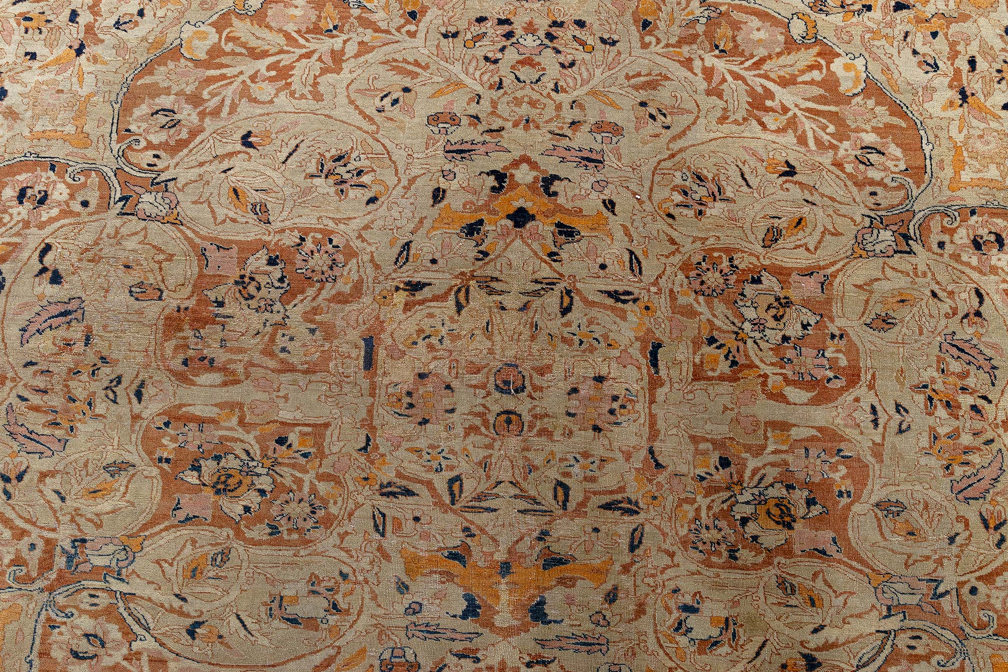 Antique Tabriz Persian Medallion Oversized Warm Tan, Hand-Knotted Wool Rug – Circa 1860 Haji Jalili BB9055 Antique Tabriz Persian Medallion Oversized Warm Tan, Hand-Knotted Wool Rug – Circa 1860 Haji Jalili BB9055