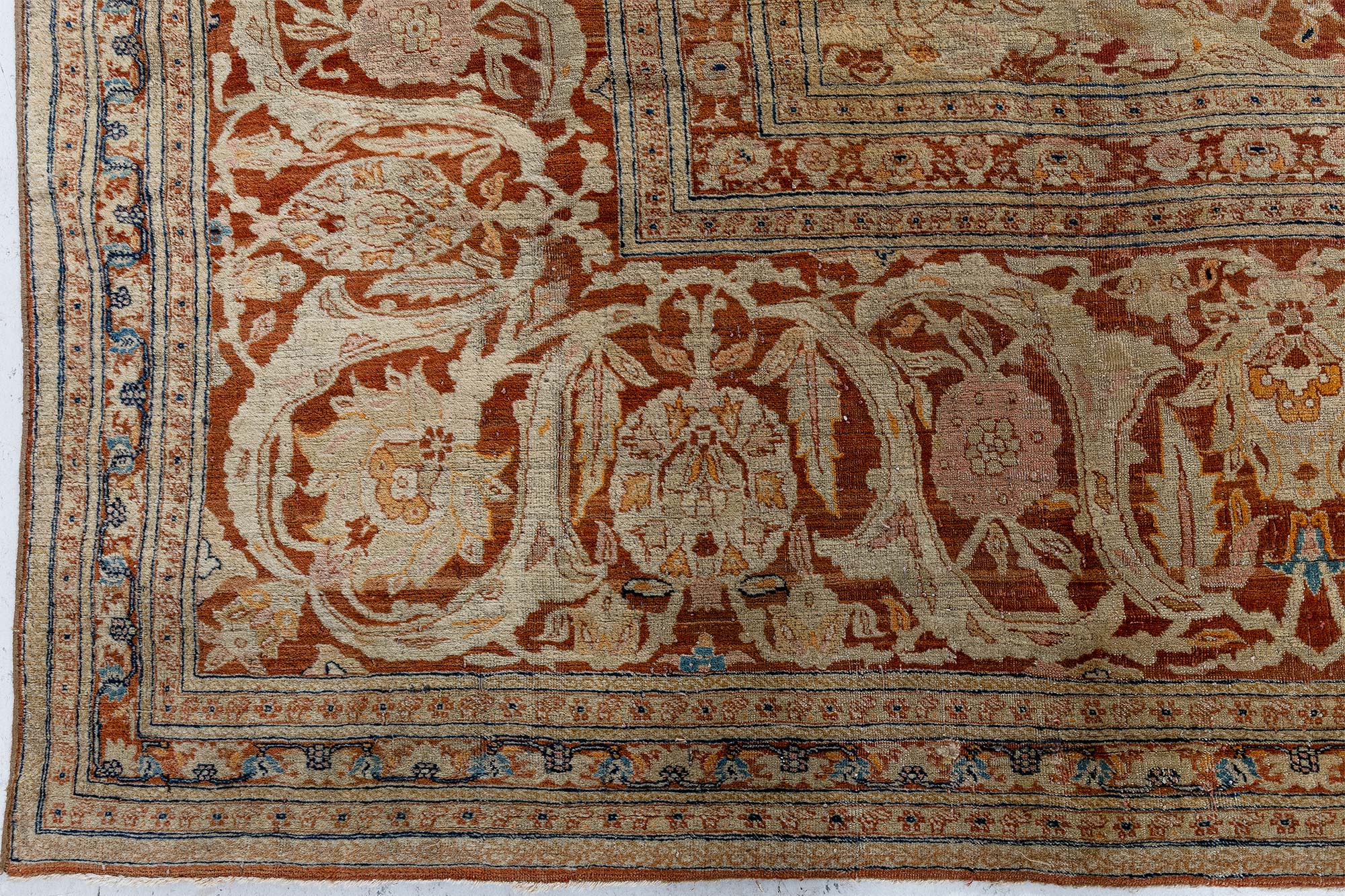 Antique Tabriz Persian Medallion Oversized Warm Tan, Hand-Knotted Wool Rug – Circa 1860 Haji Jalili BB9055 Antique Tabriz Persian Medallion Oversized Warm Tan, Hand-Knotted Wool Rug – Circa 1860 Haji Jalili BB9055