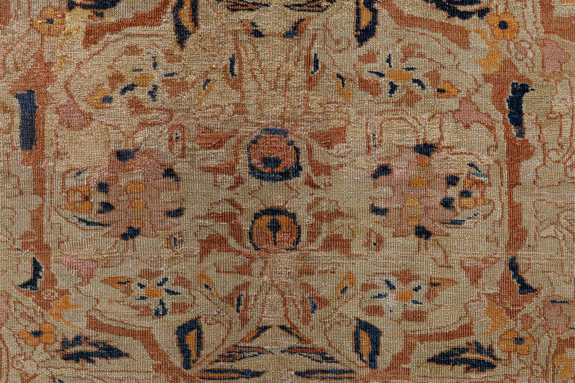 Antique Tabriz Persian Medallion Oversized Warm Tan, Hand-Knotted Wool Rug – Circa 1860 Haji Jalili BB9055 Antique Tabriz Persian Medallion Oversized Warm Tan, Hand-Knotted Wool Rug – Circa 1860 Haji Jalili BB9055