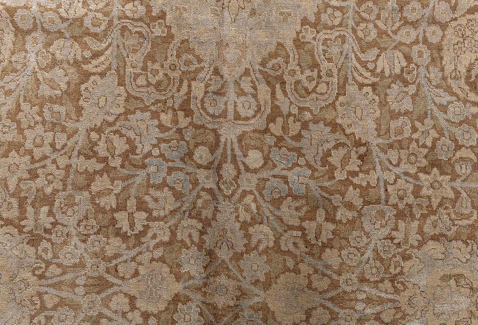 Antique Meshad Persian Allover Floral Soft Beige Hand-Knotted Wool Rug – Circa 1920 BB9058 Antique Meshad Persian Allover Floral Soft Beige Hand-Knotted Wool Rug – Circa 1920 BB9058