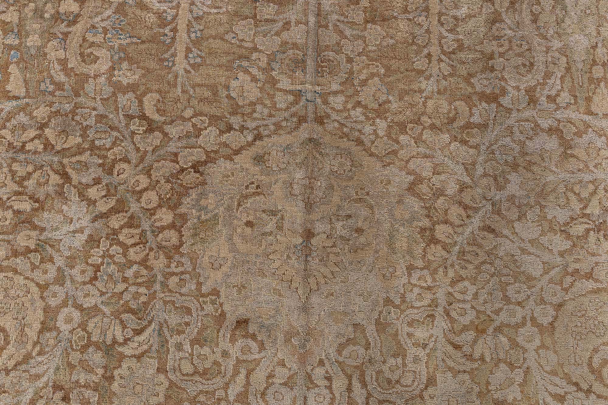 Antique Meshad Persian Allover Floral Soft Beige Hand-Knotted Wool Rug – Circa 1920 BB9058 Antique Meshad Persian Allover Floral Soft Beige Hand-Knotted Wool Rug – Circa 1920 BB9058