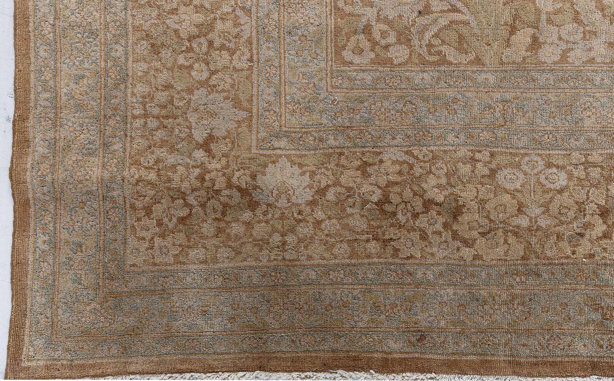 Antique Meshad Persian Allover Floral Soft Beige Hand-Knotted Wool Rug – Circa 1920 BB9058 Antique Meshad Persian Allover Floral Soft Beige Hand-Knotted Wool Rug – Circa 1920 BB9058