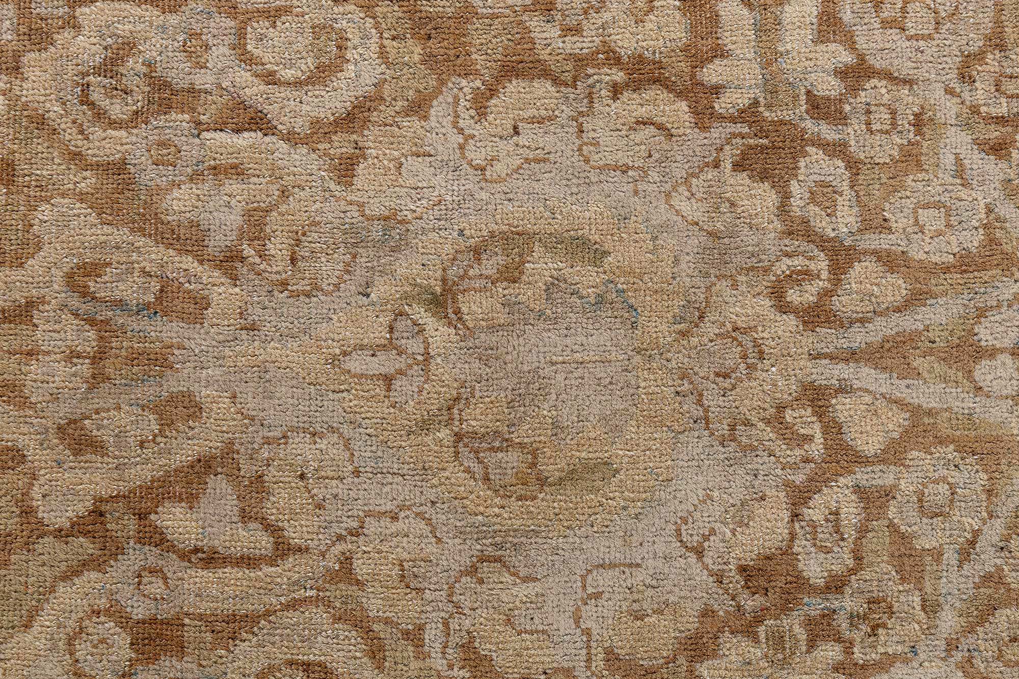 Antique Meshad Persian Allover Floral Soft Beige Hand-Knotted Wool Rug – Circa 1920 BB9058 Antique Meshad Persian Allover Floral Soft Beige Hand-Knotted Wool Rug – Circa 1920 BB9058