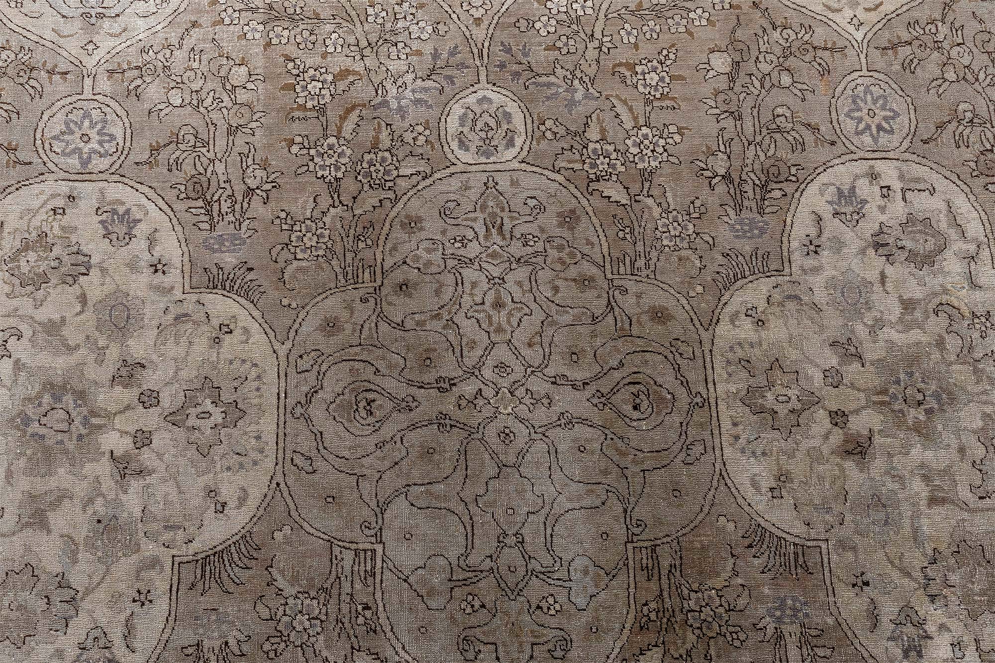 Antique Turkish Floral Allover Brown Hand-Knotted Wool Rug – Circa 1920 BB9059 Antique Turkish Floral Allover Brown Hand-Knotted Wool Rug – Circa 1920 BB9059