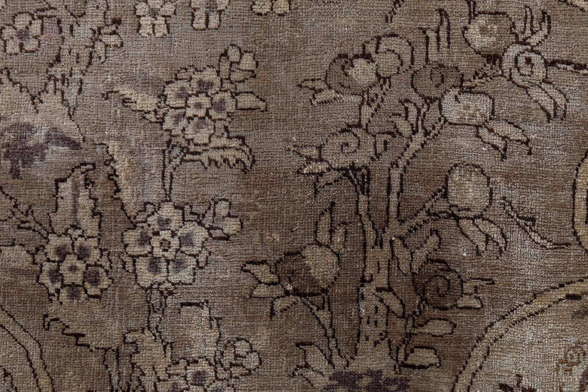Antique Turkish Floral Allover Brown Hand-Knotted Wool Rug – Circa 1920 BB9059 Antique Turkish Floral Allover Brown Hand-Knotted Wool Rug – Circa 1920 BB9059