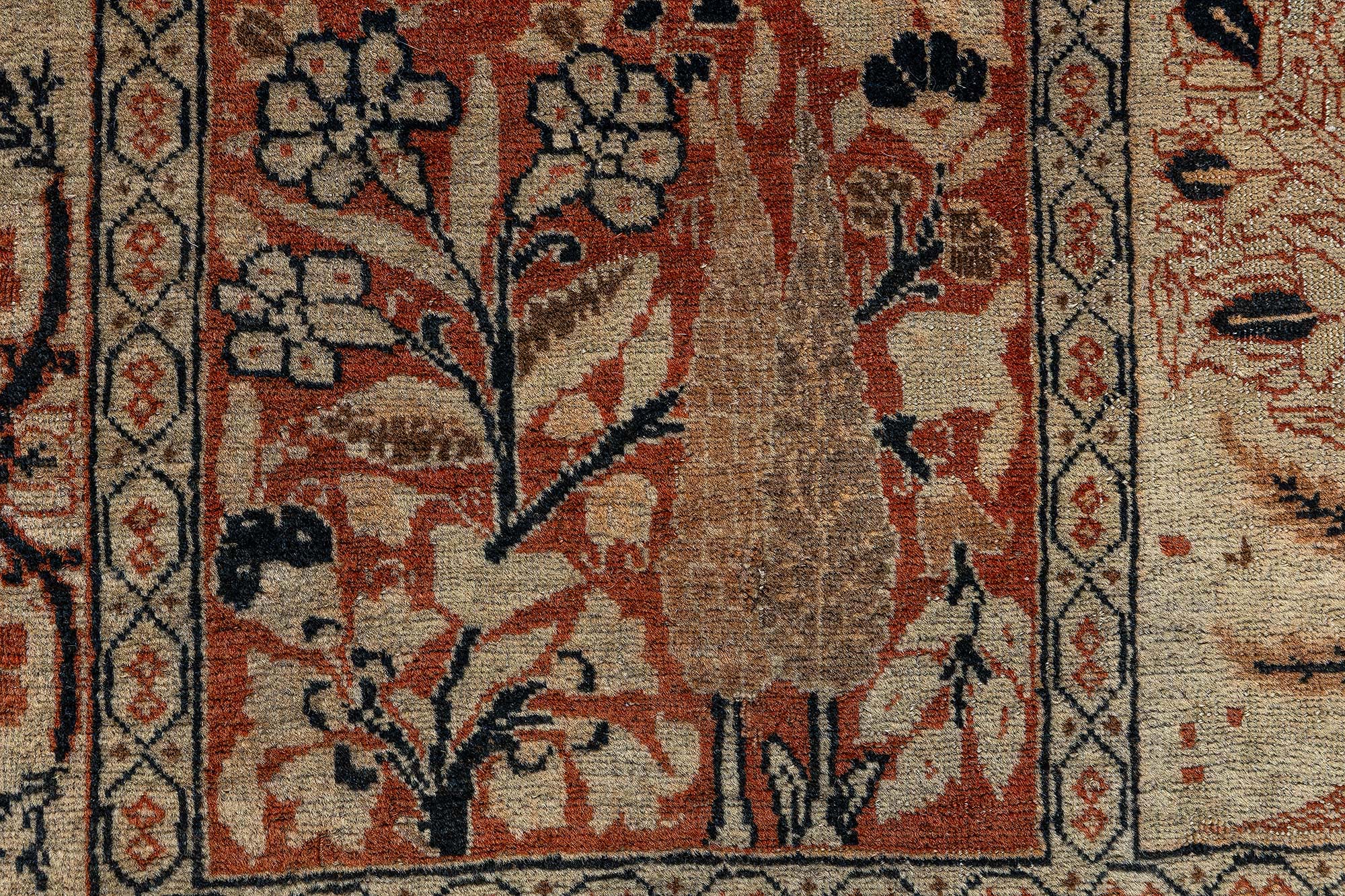 Antique Tabriz Persian Allover Warm Tan Hand-Knotted Wool Rug – Circa 1900 BB9060 Antique Tabriz Persian Allover Warm Tan Hand-Knotted Wool Rug – Circa 1900 BB9060