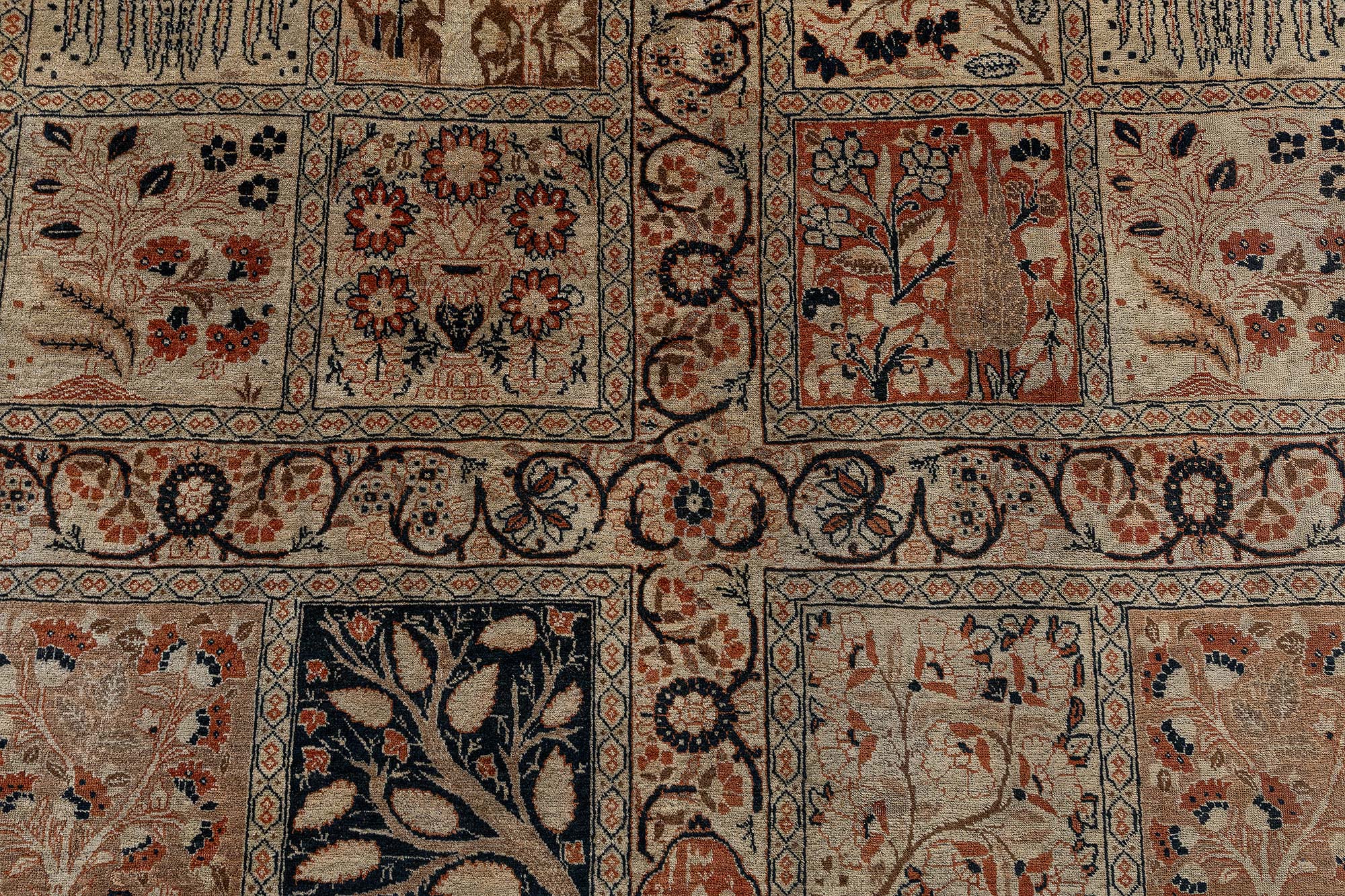 Antique Tabriz Persian Allover Warm Tan Hand-Knotted Wool Rug – Circa 1900 BB9060 Antique Tabriz Persian Allover Warm Tan Hand-Knotted Wool Rug – Circa 1900 BB9060