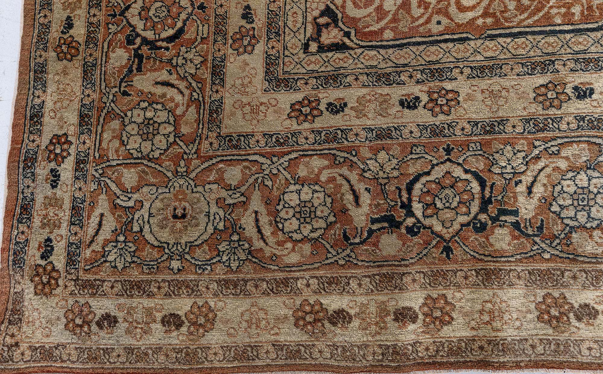 Antique Tabriz Persian Allover Warm Tan Hand-Knotted Wool Rug – Circa 1900 BB9060 Antique Tabriz Persian Allover Warm Tan Hand-Knotted Wool Rug – Circa 1900 BB9060