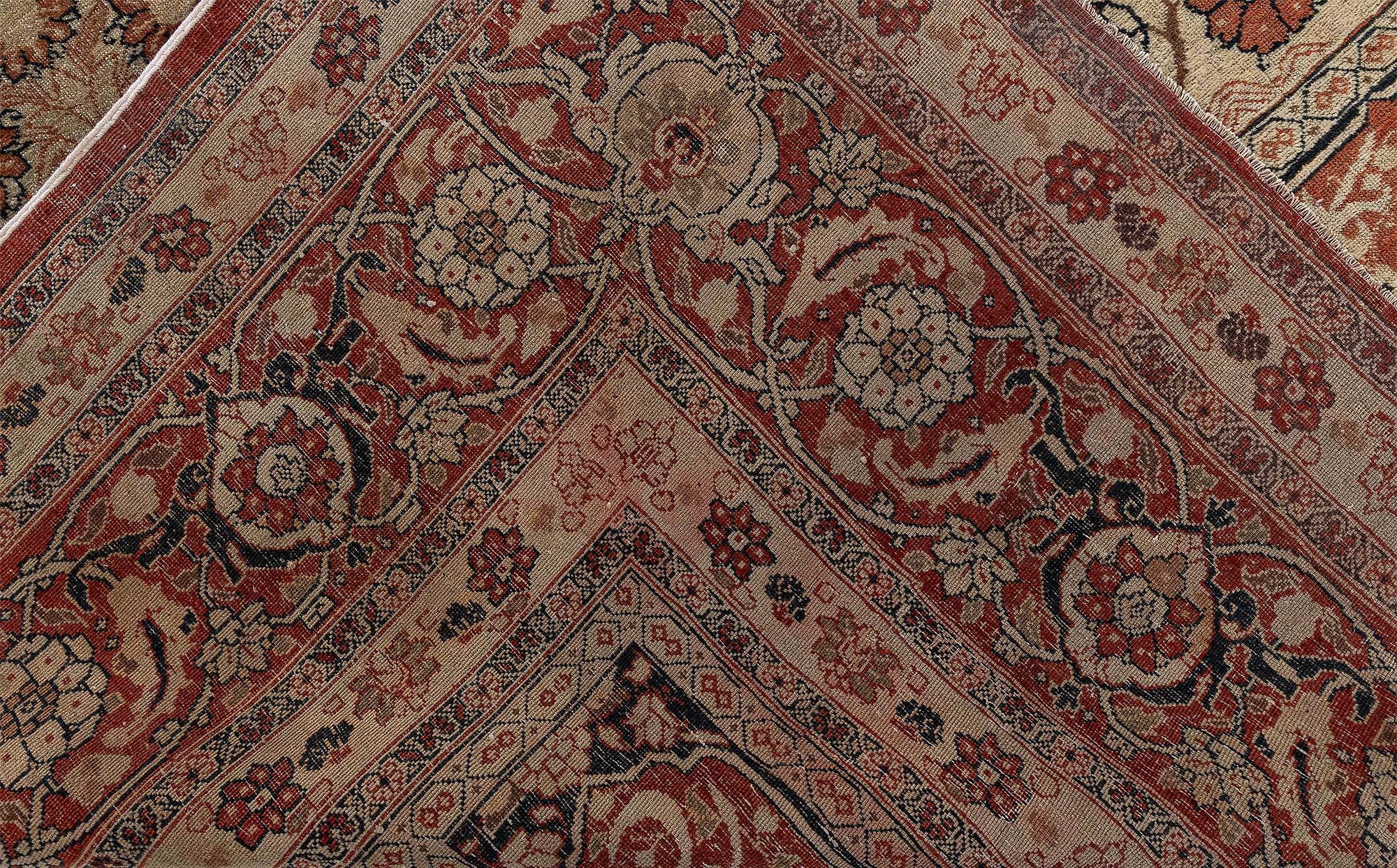 Antique Tabriz Persian Allover Warm Tan Hand-Knotted Wool Rug – Circa 1900 BB9060 Antique Tabriz Persian Allover Warm Tan Hand-Knotted Wool Rug – Circa 1900 BB9060