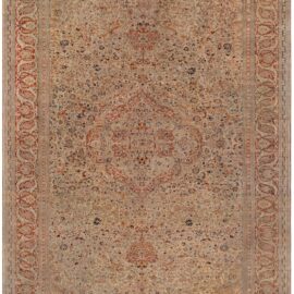 Antique Tabriz Persian Medallion Oversized Warm Tan, Hand-Knotted Wool Rug – Circa 1860 Haji Jalili BB9055