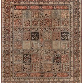 Antique Tabriz Persian Allover Warm Tan Hand-Knotted Wool Rug – Circa 1900 BB9060